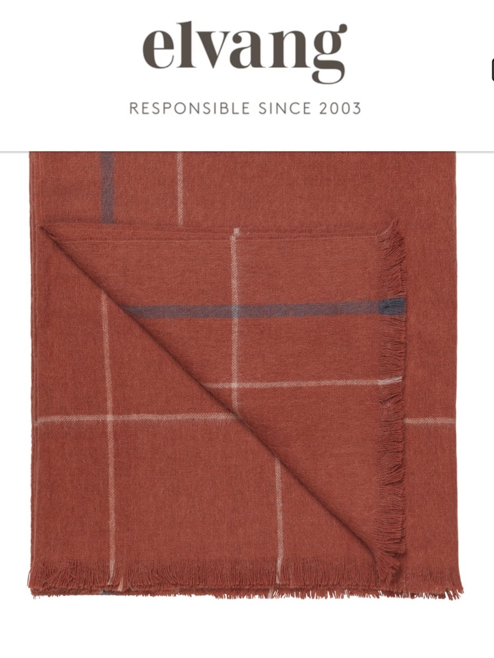 Elvang Alpaca / Wool Square Throw Blanket in rusty red NWT
